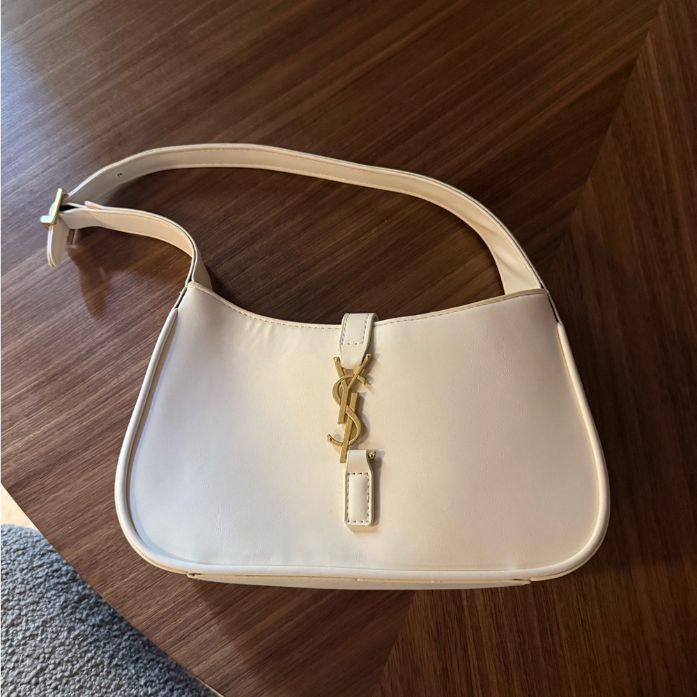 Yves Saint Laurent Ivory Shoulder Bag with Gold Accent